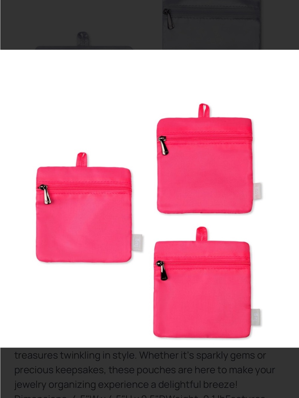 lug Twinkle Jewelry Pouch Large Set of 3 in Magenta